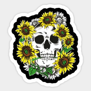 skull sunflower Sticker